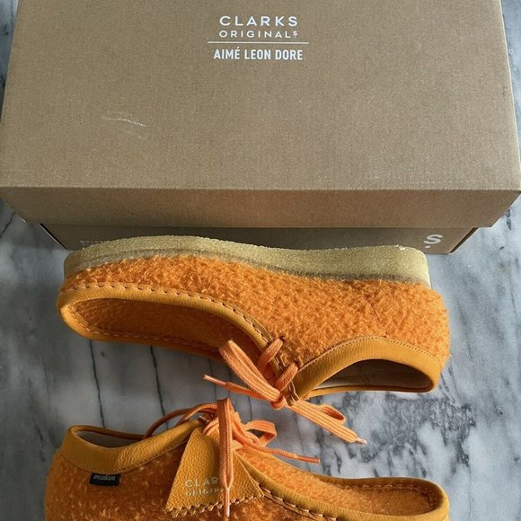CLARKS ORIGINALS X AIME LEON DORE WALLABEE ORANGE CASENTINO WOOL size US 10.5 - Picture 2 of 4